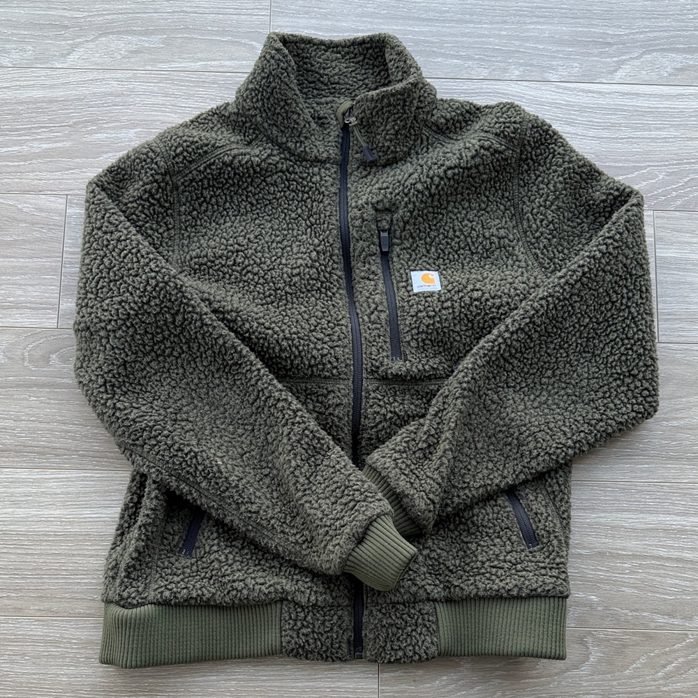 Carhartt Olive Sherpa Full-Zip Fleece Jacket